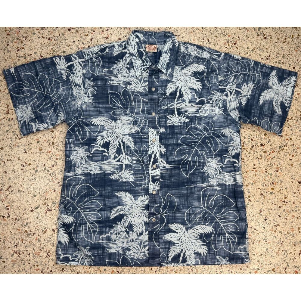 Go Barefoot Vintage Men's Short Sleeve Button Up Hawaiian Shirt Size XL‎